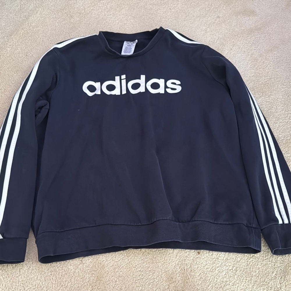 Navy Blue Adidas Crew Neck Sweater